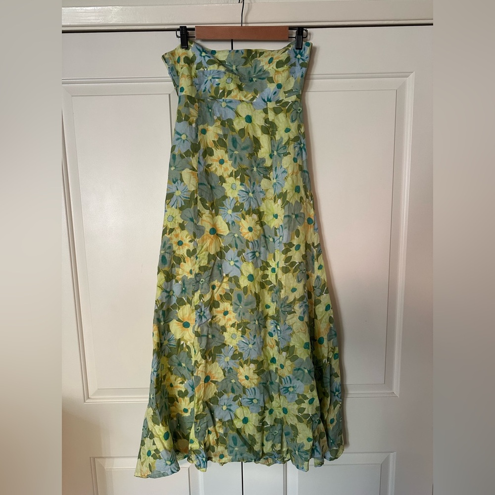 Faithfull the Brand Tagliatelle Floral Maxi Dress in Green and Blue